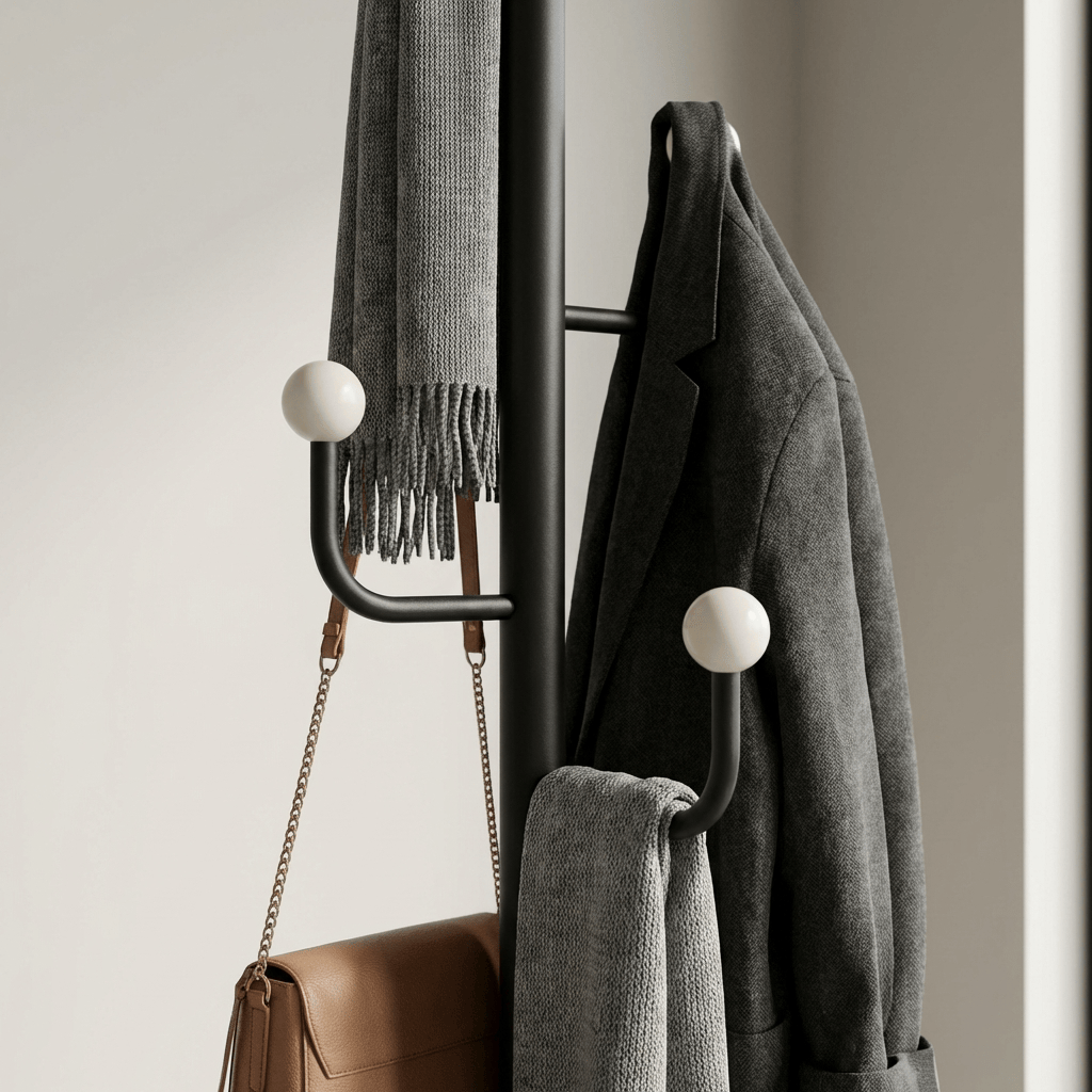 Porte-Manteau sur Pied Noir Branche Vertical, vue 3 sur 4