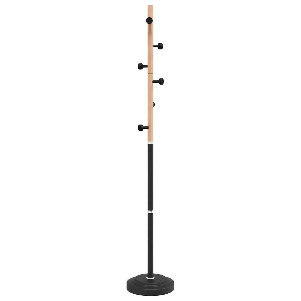 Porte-Manteau sur Pied Noir Fût Bois Patères Étagées, vue 3 sur 4