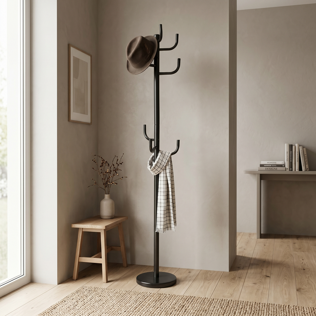 Porte-Manteau sur Pied Noir Métal Perroquet, vue 2 sur 4