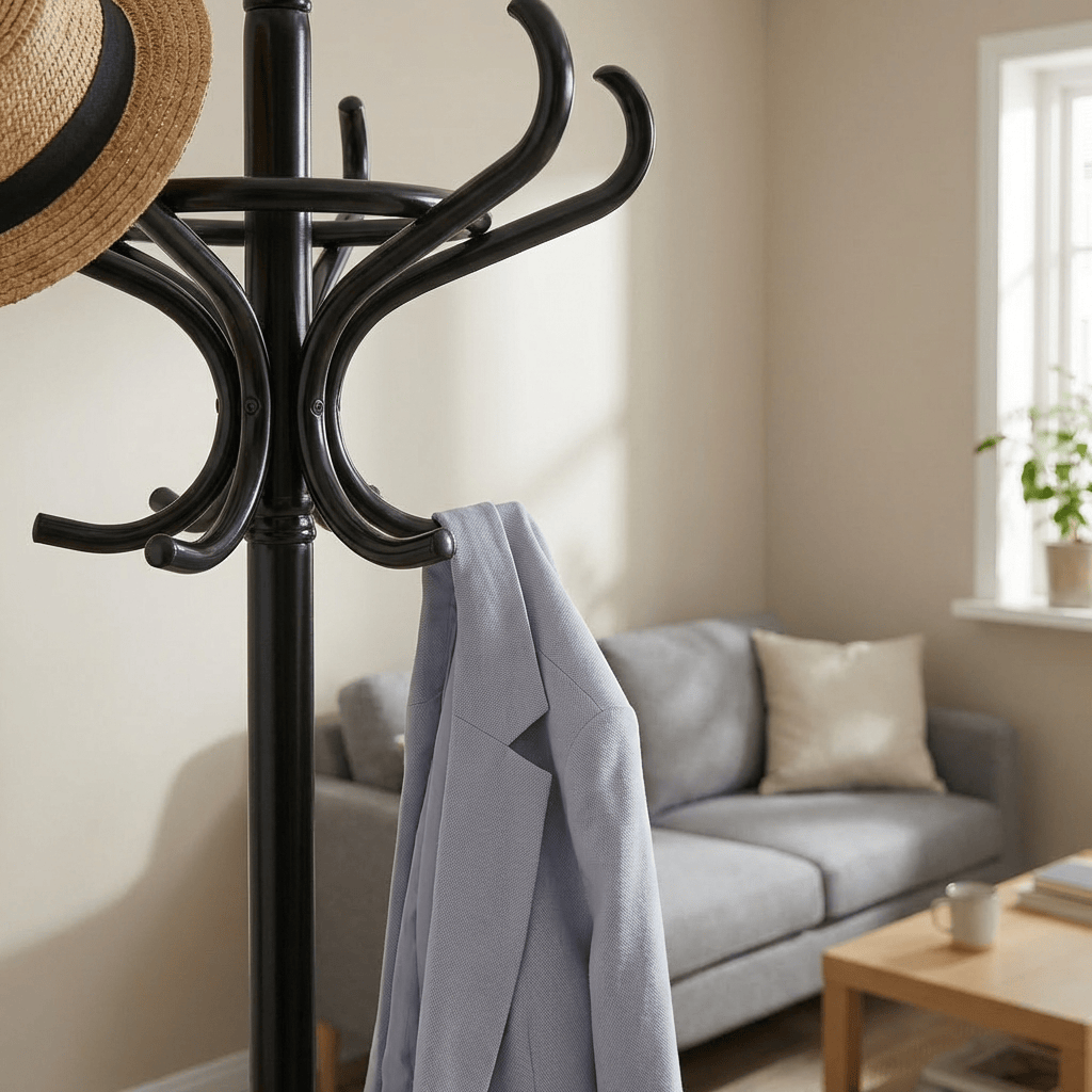 Porte-Manteau sur Pied Noir Perroquet Courbé Porte-Parapluie, vue 3 sur 4