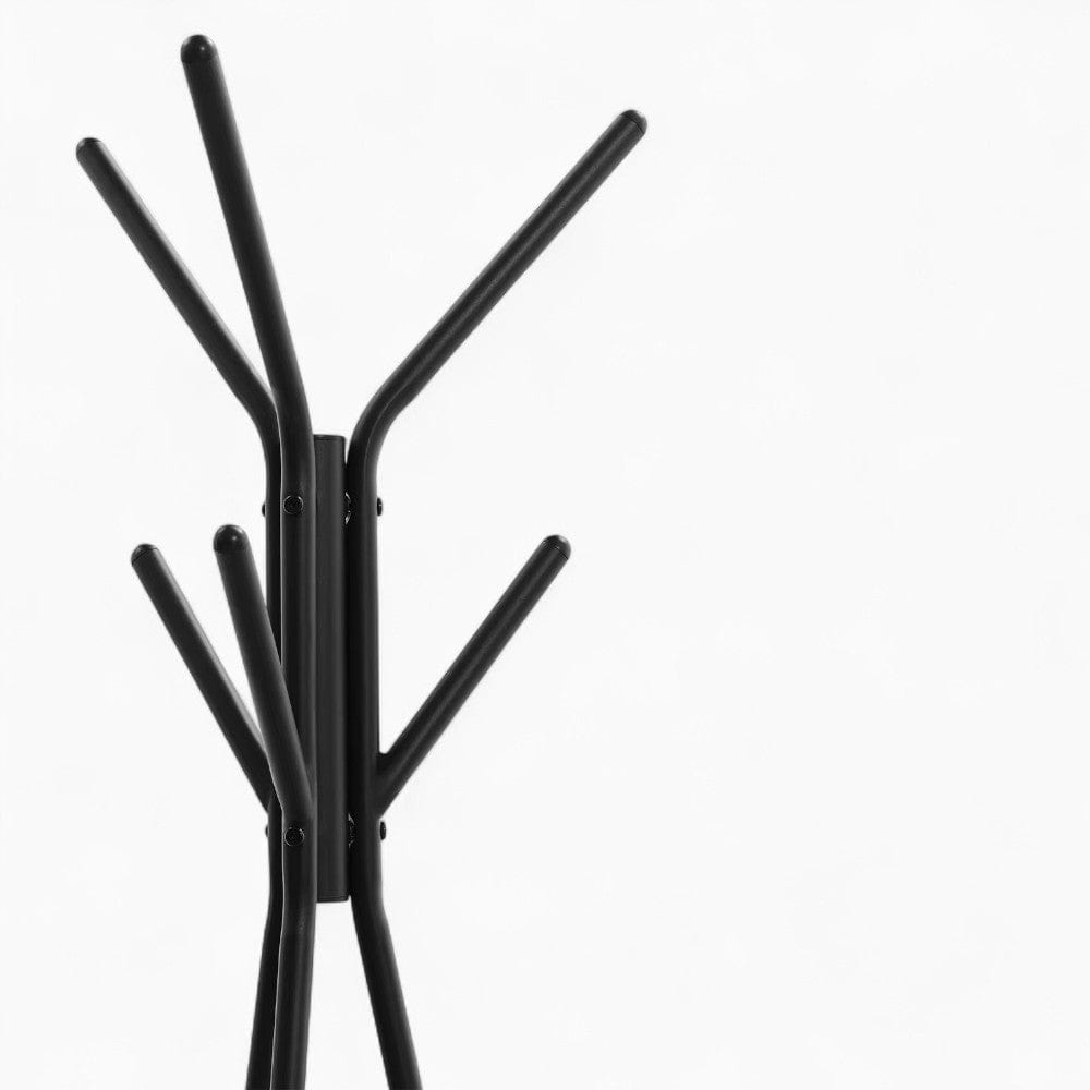 Porte-Manteau sur Pied Noir Trépied Patères Étagères Bois, vue 3 sur 4
